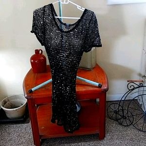 Black sequin knit cover up